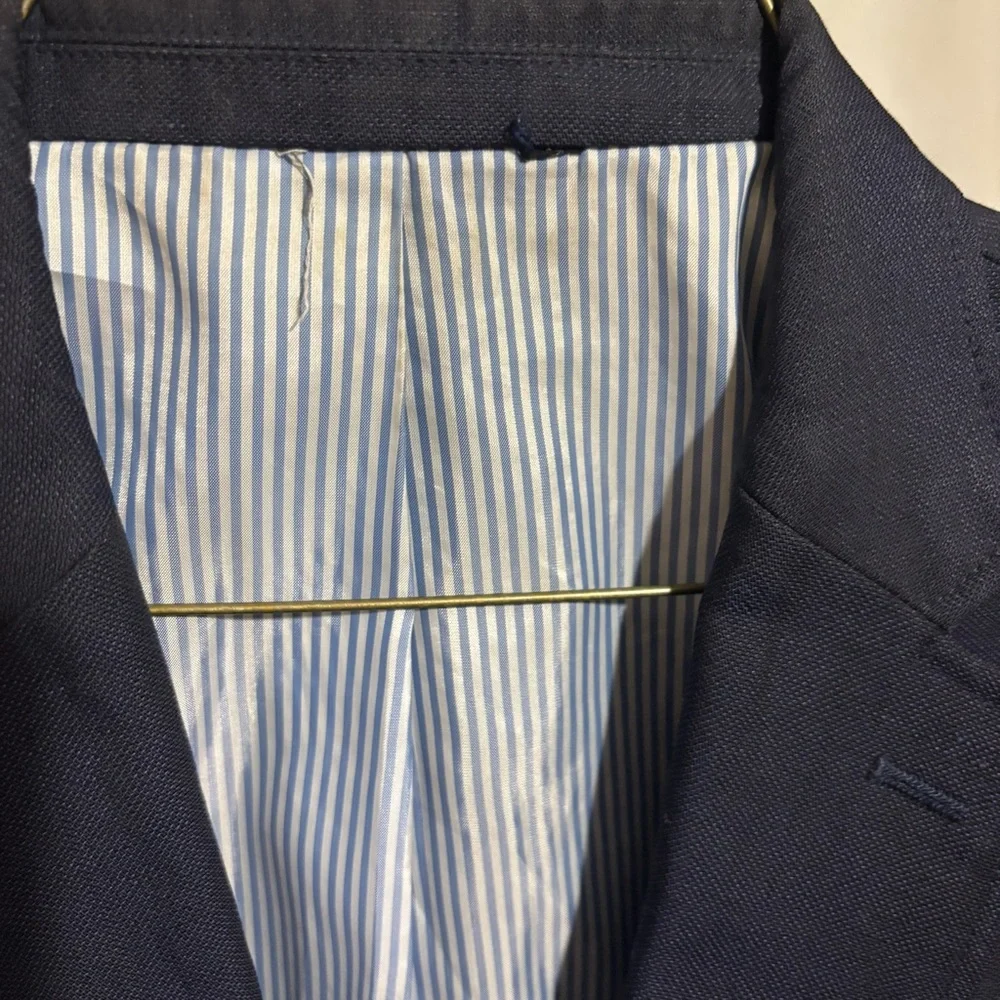 Banana Republic Tailored Fit Dark Blue 44R Men's Blazer 82% Wool 18% Linen